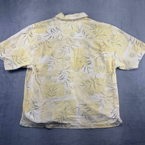 Joseph & Feiss Camp Shirt Men's XXL White Floral Silk Loop Collar Short Sleeve - Picture 2 of 9